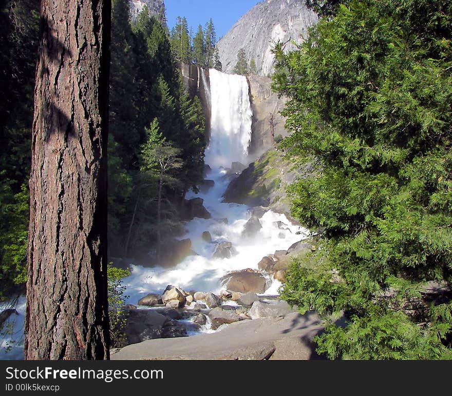 Vernal falls through the trees - yosemite np