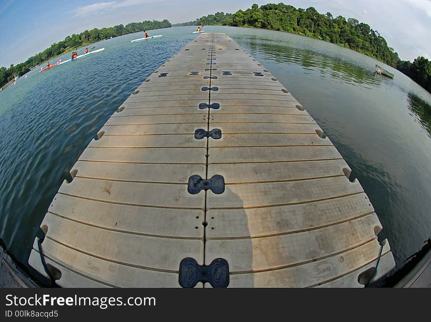 Floating jetty on the lakes