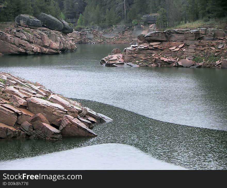 Wind and drizzle on blue ridge reservoir, northern arizona. Wind and drizzle on blue ridge reservoir, northern arizona