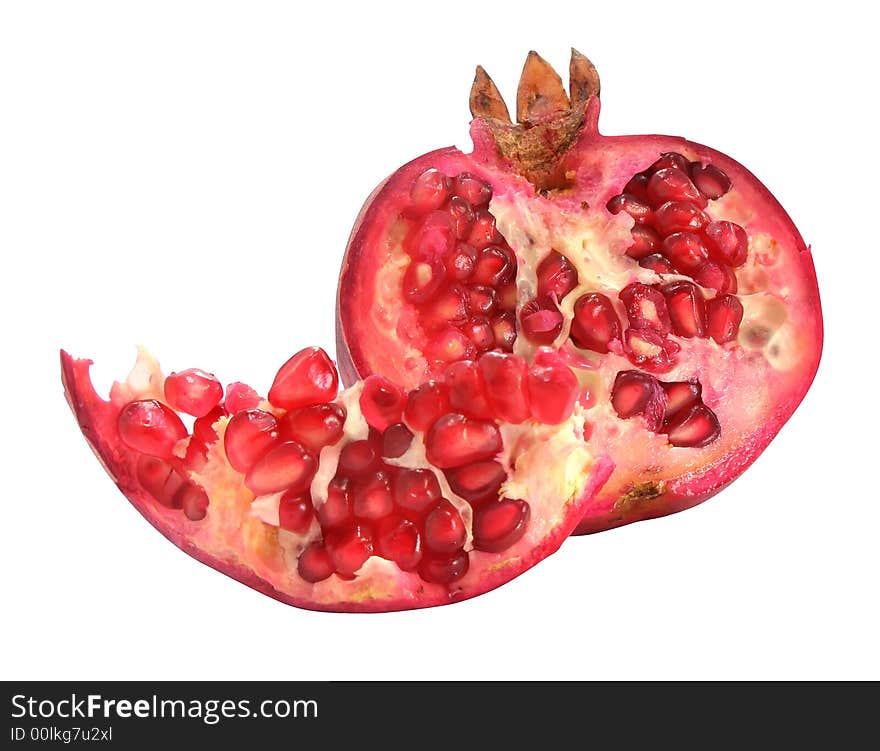 Red ripe of pomegranate isolated over white background. Red ripe of pomegranate isolated over white background