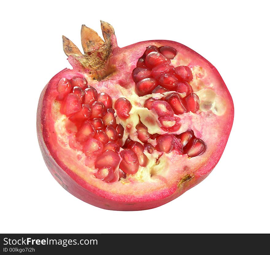 Red ripe pomegranate isolated over white background