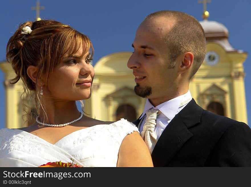 Portrait of bride and groom