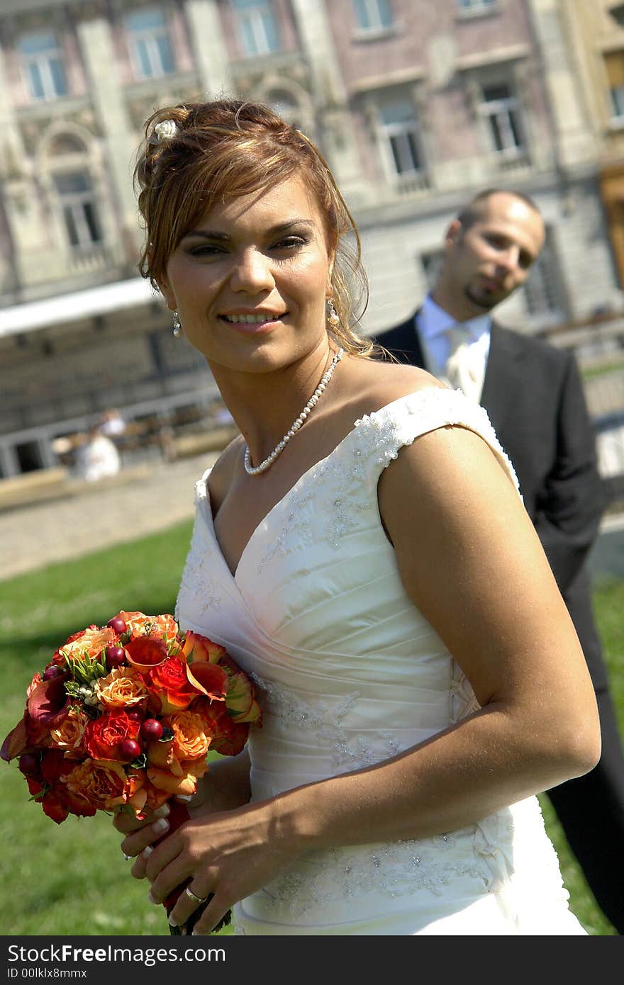 Portrait of bride and groom