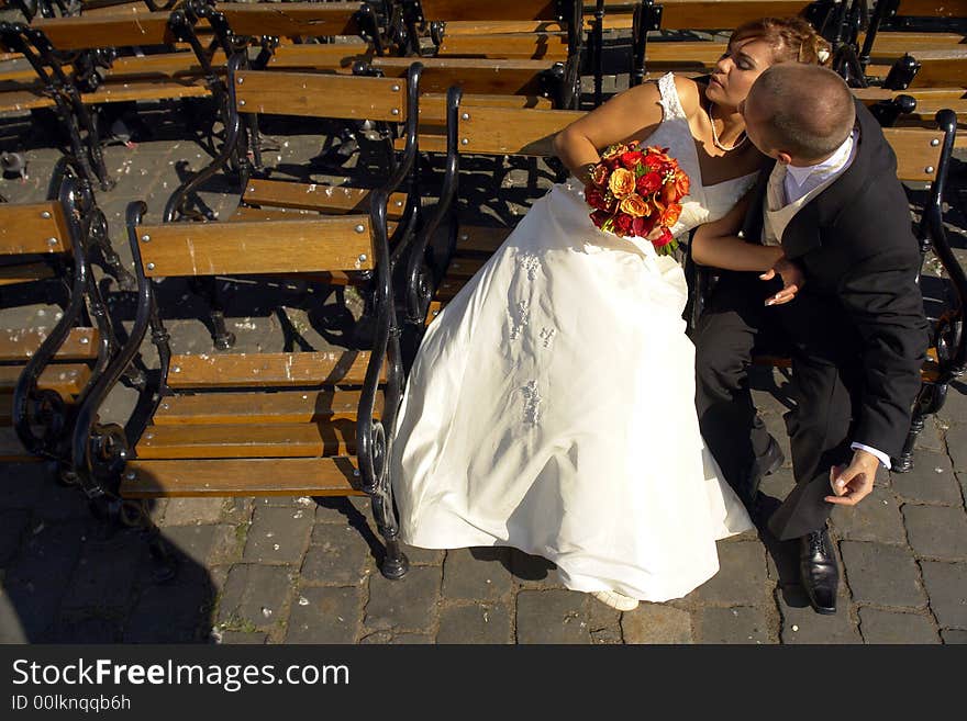 Portrait of bride and groom