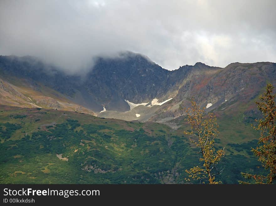 Alaska with mountains in background.