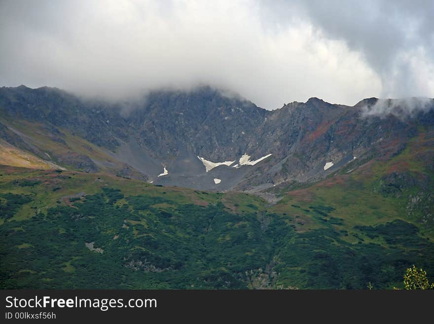 Alaska with mountains in background.