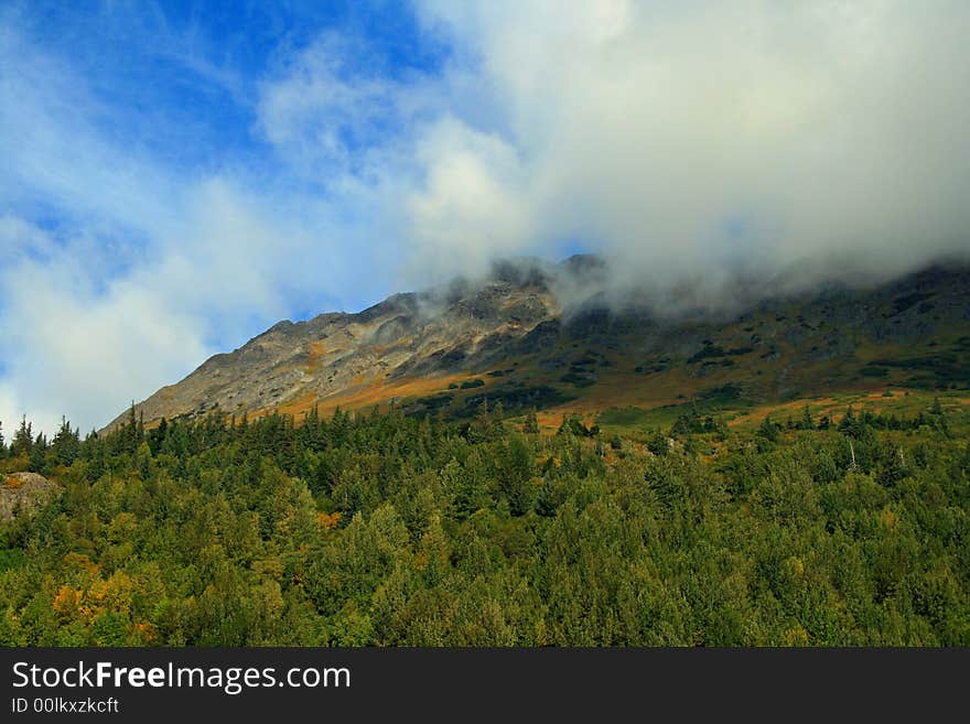 Alaska with mountains in background.