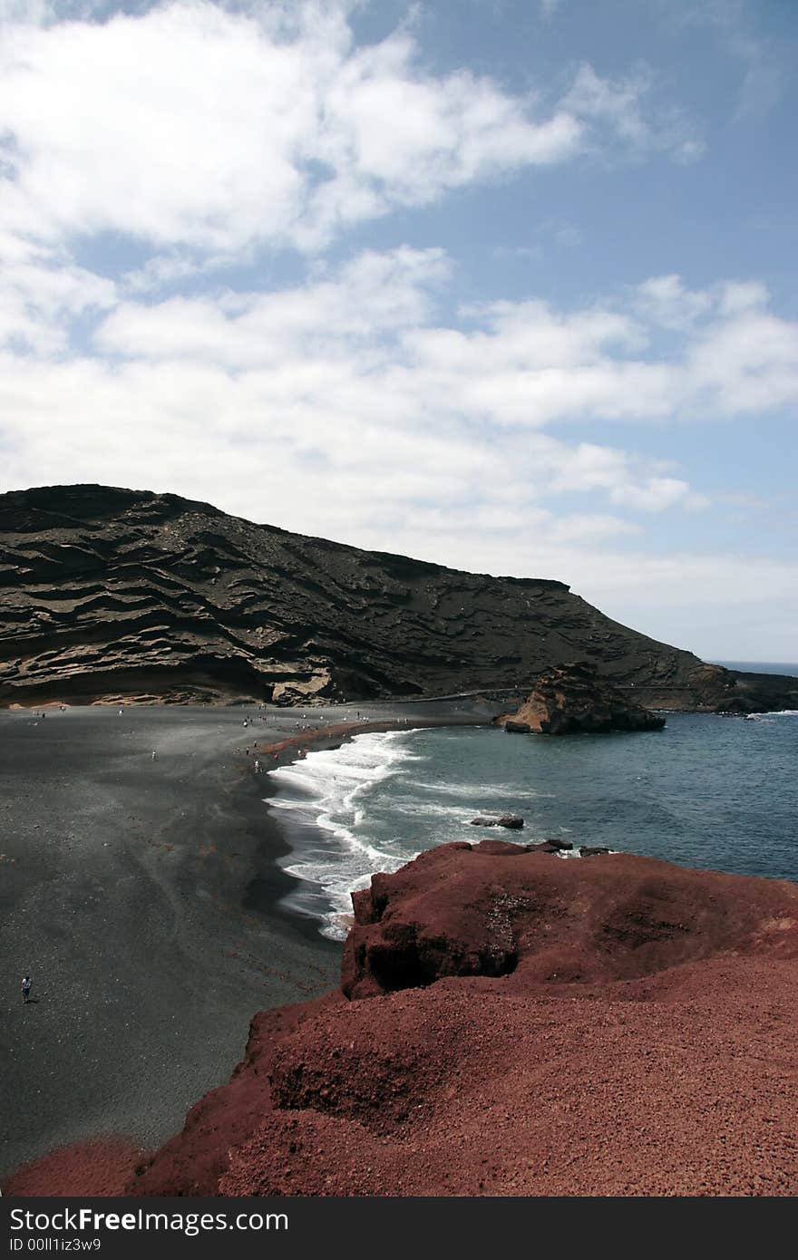 The coast line of a volcanic island. The coast line of a volcanic island