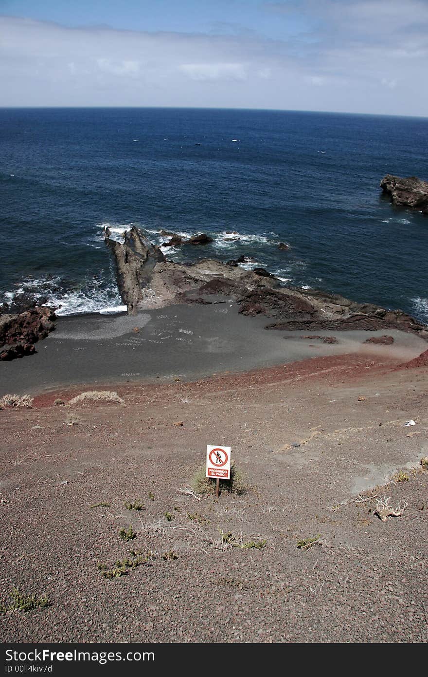 The coast line of a volcanic island. The coast line of a volcanic island