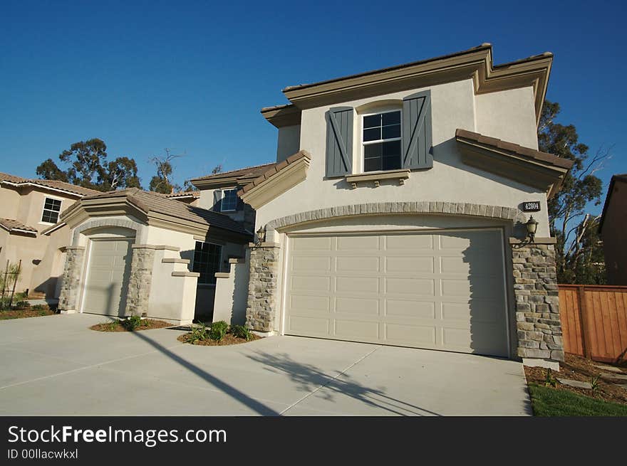 A newly constructed, modern american home. A newly constructed, modern american home.