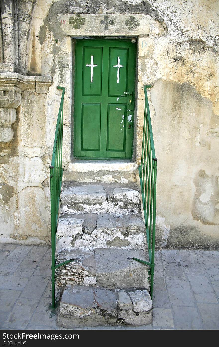 Green door of ethiopian monestary, church of the holy sepulchre, jerusalem, israel. Green door of ethiopian monestary, church of the holy sepulchre, jerusalem, israel