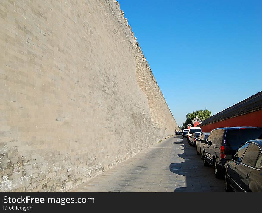 The long and high wall, shot at east side of forbidden city, Beijing,China. The long and high wall, shot at east side of forbidden city, Beijing,China.