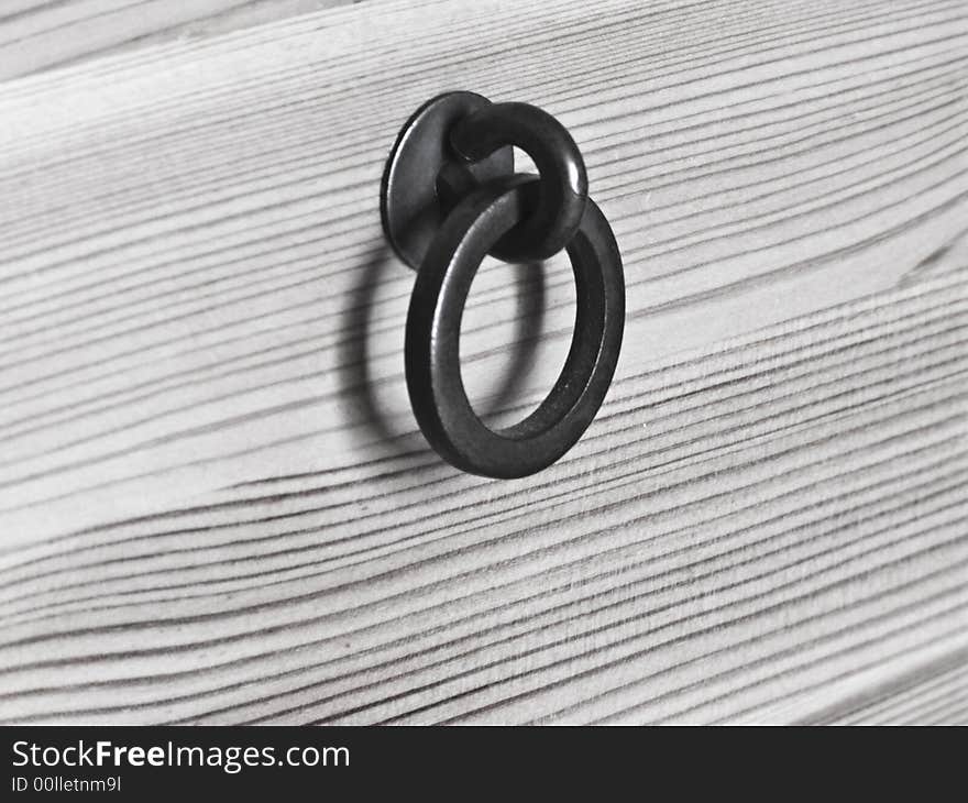 Wooden drawer metal ring handle