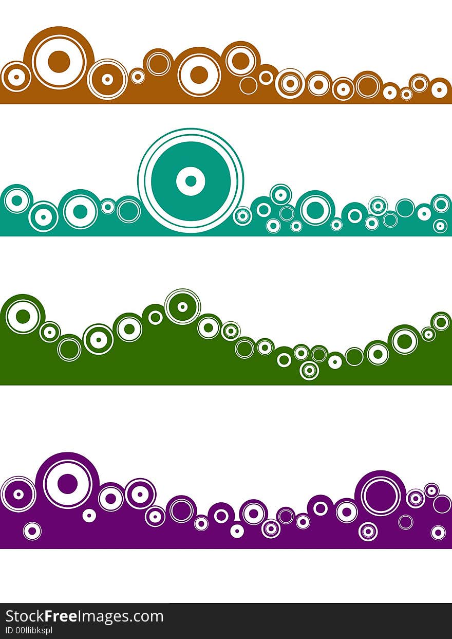 4 Landscape elements - Transparent Circles grouped so that  colors can be easily changed