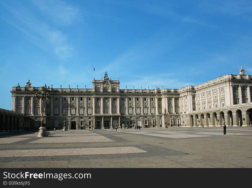 Royal palace in Madrid with beautiful blue summer sky. Royal palace in Madrid with beautiful blue summer sky