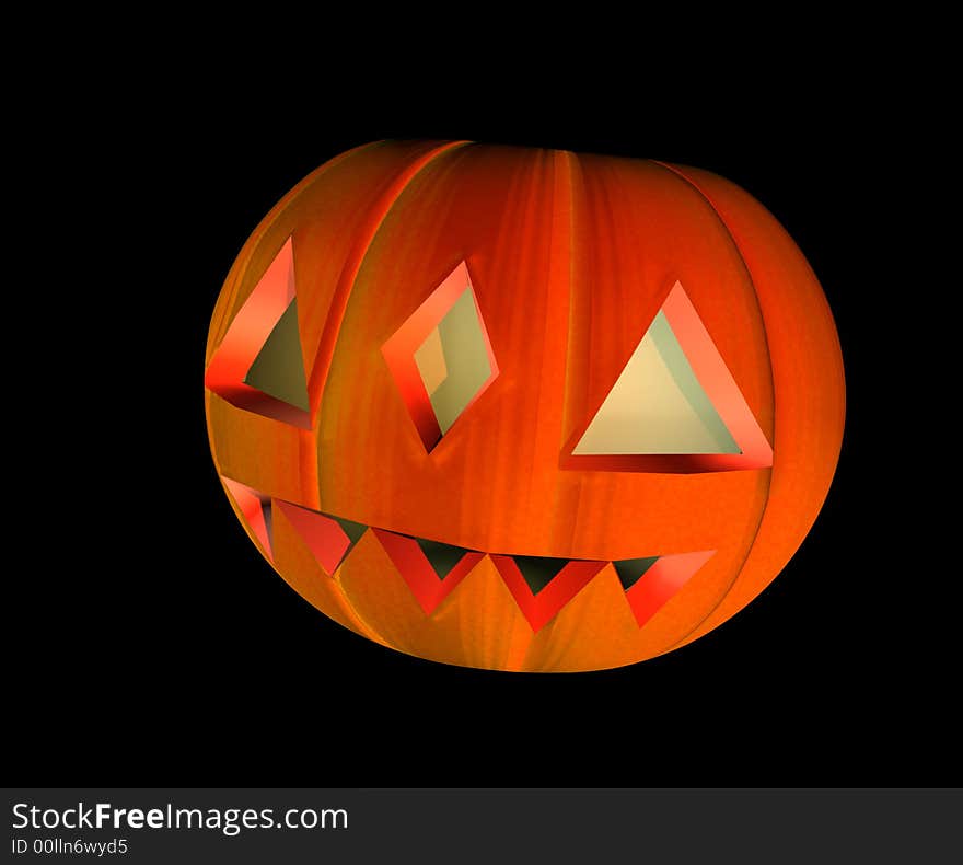 Halloween pumpkin - jack-o-lantern - on black background.