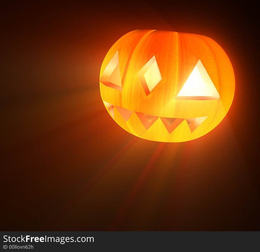 Halloween pumpkin - jack-o-lantern - on black background.