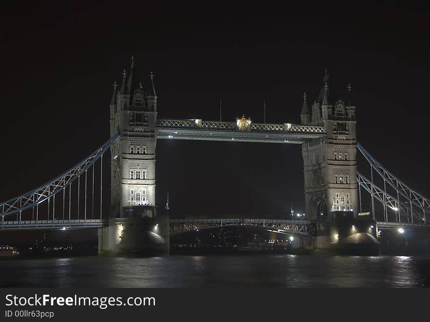 Tower Bridge in London at night