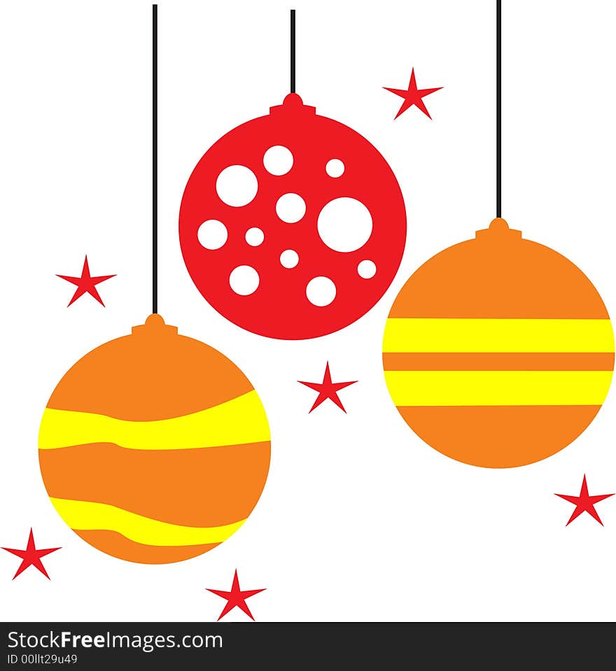 Illustration of three xmas balls