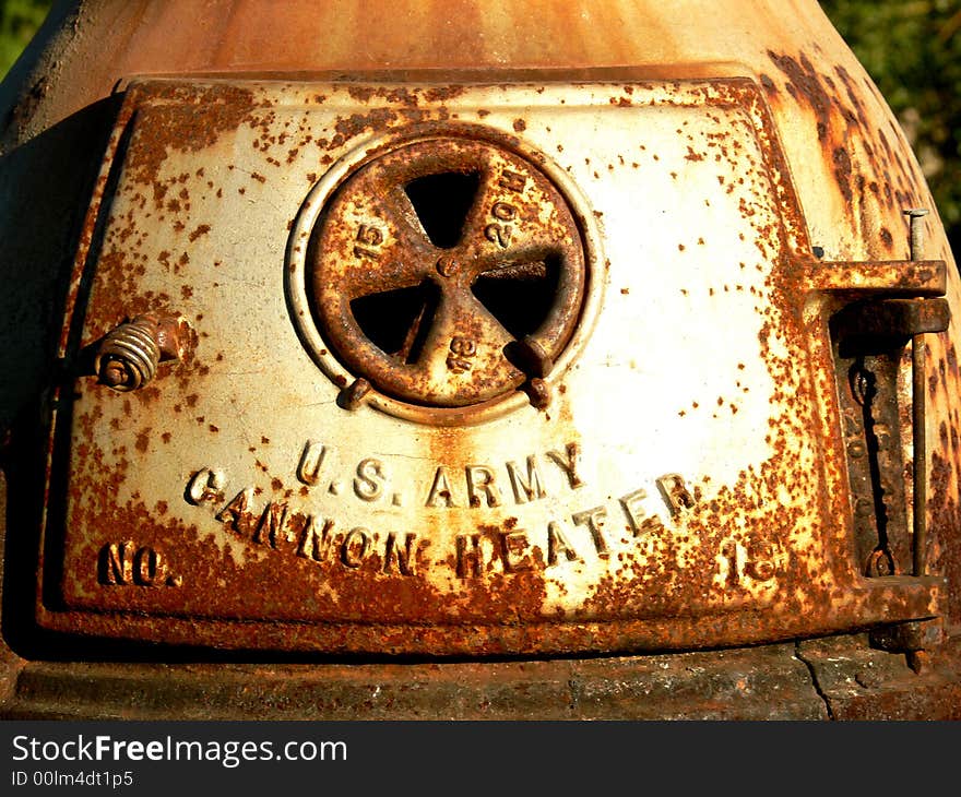 A shot of a old rusty Cannon heater.