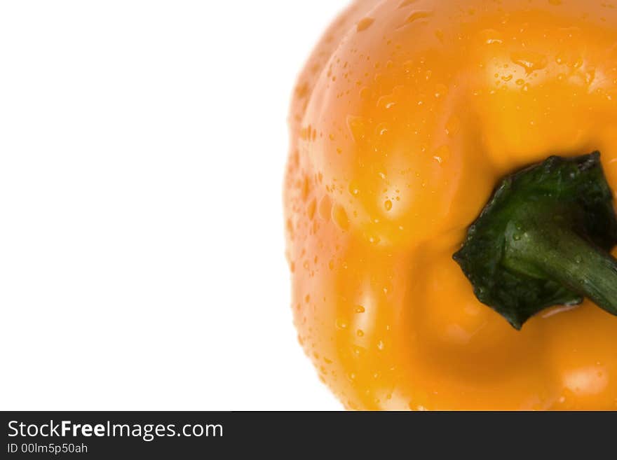 Detail of yellow pepper isolated on a white background