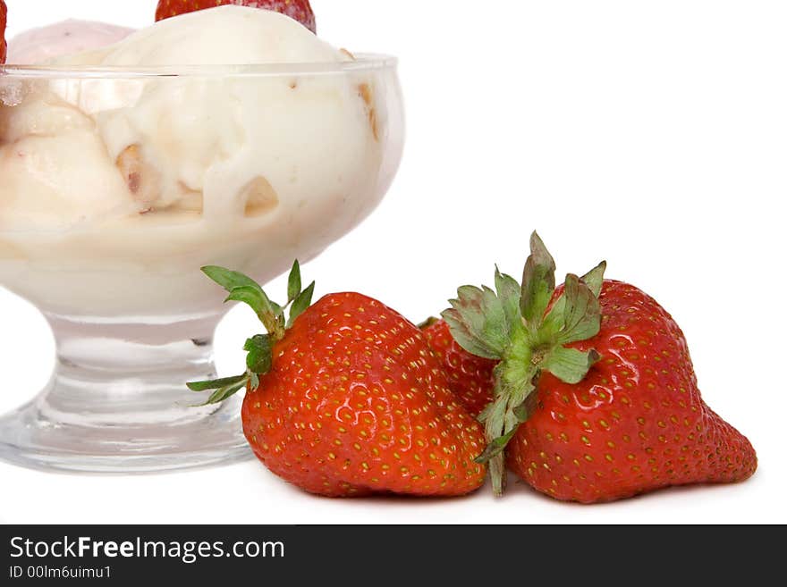 Detail of ice cream isolated on a white background