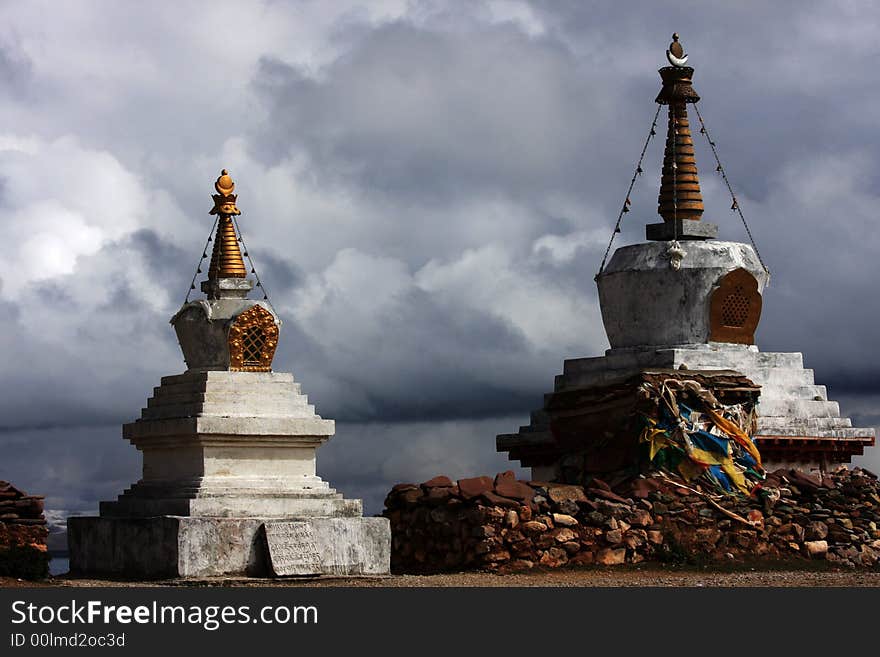 The memory tower of tibet by the side of Lake. The memory tower of tibet by the side of Lake.