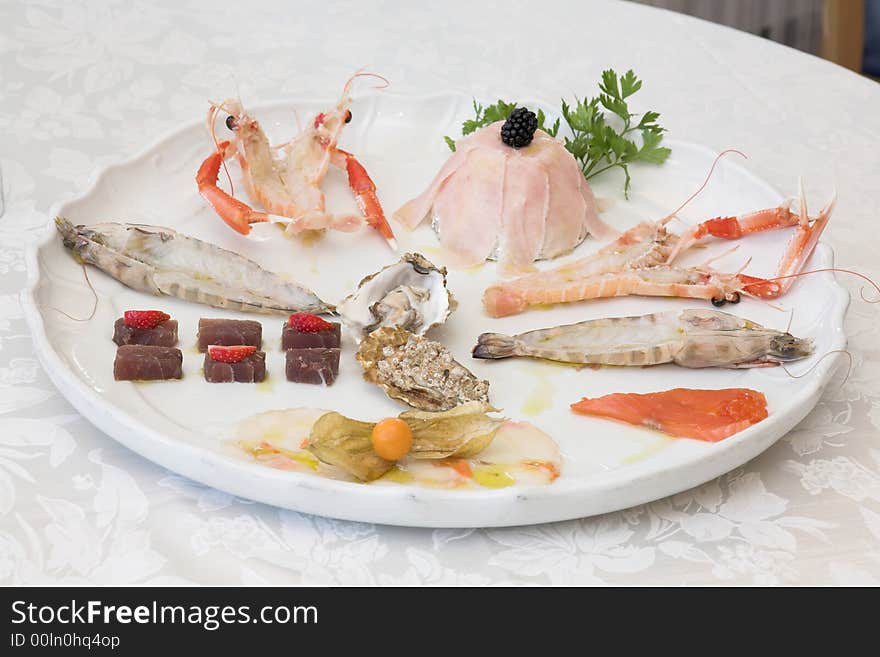 A plate of fresh seafood