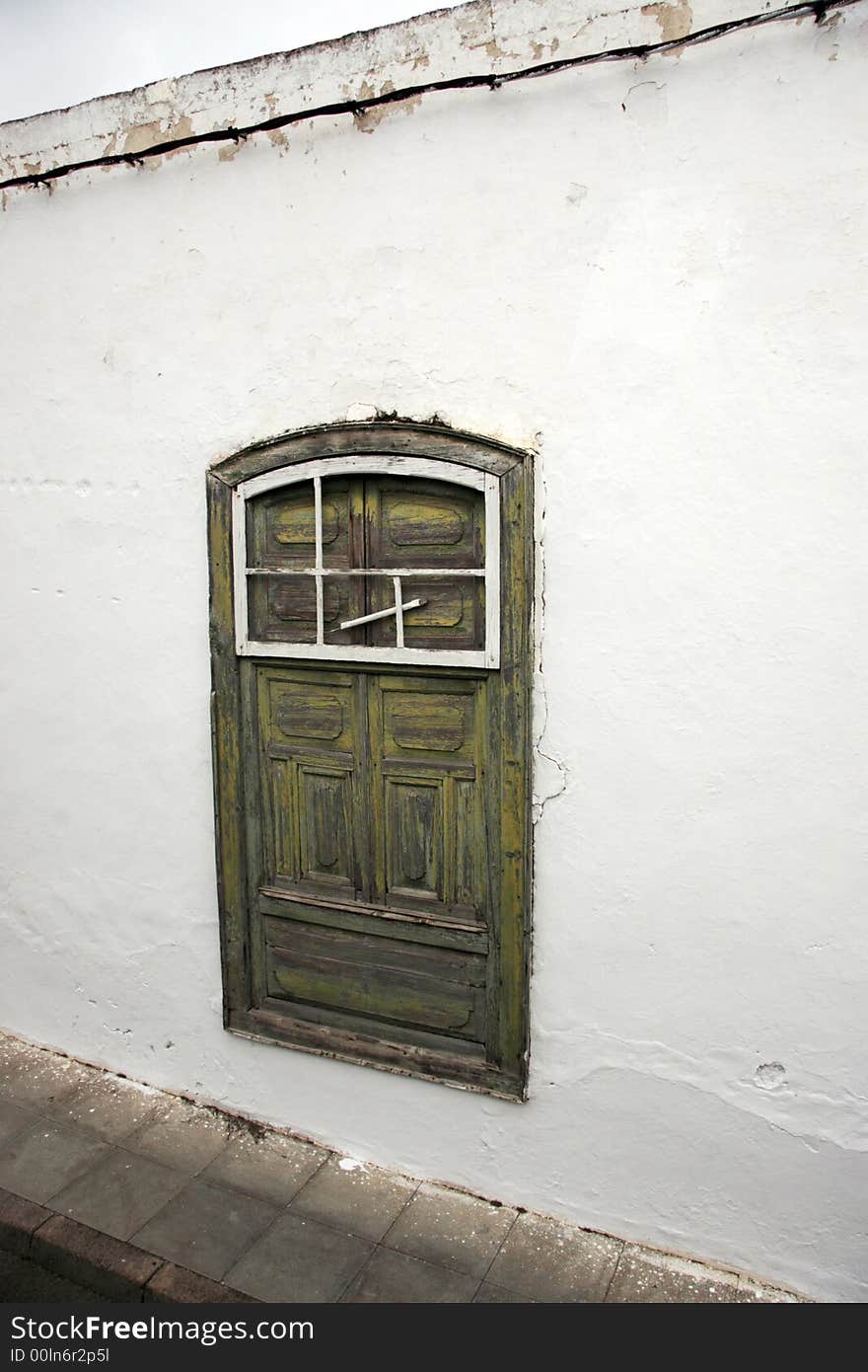 A window on a wall in lanzarote. A window on a wall in lanzarote