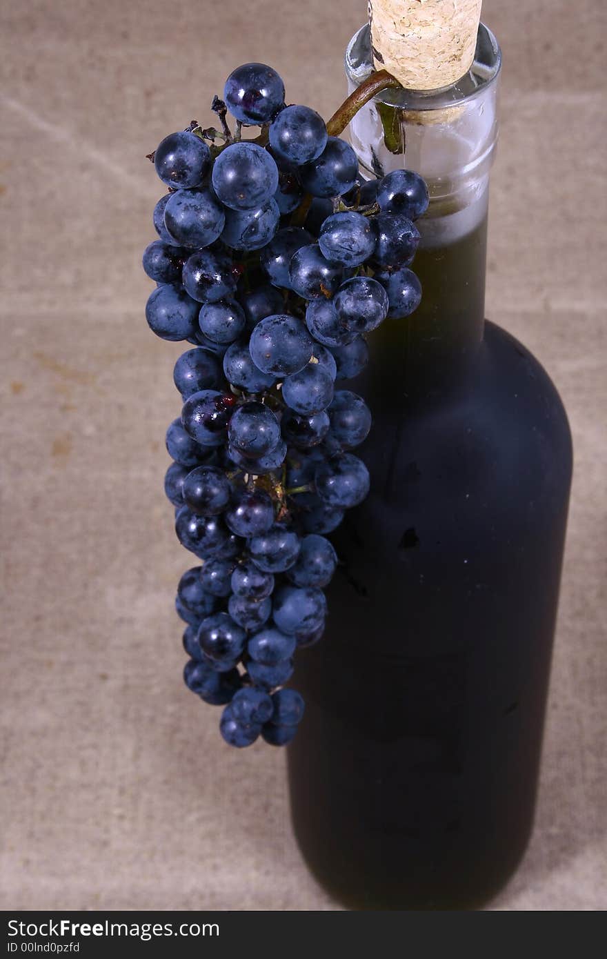 Bottle and grapes isolated on