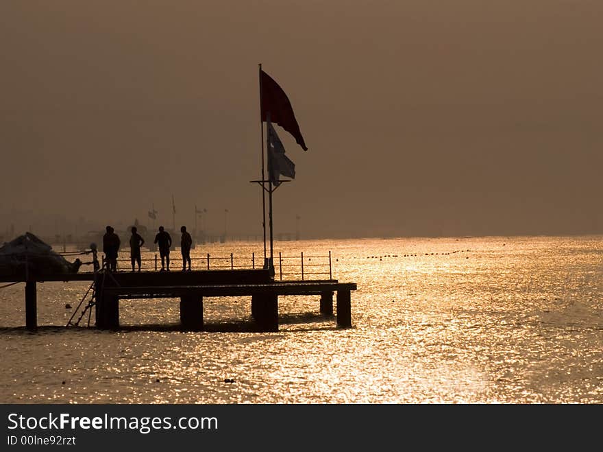 Sunsets of morning beach and sea