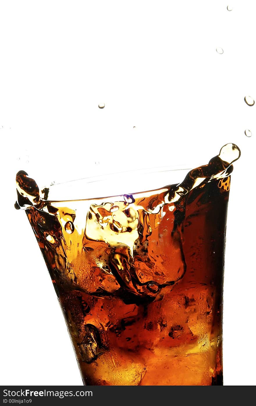 Glass with cola on the white background