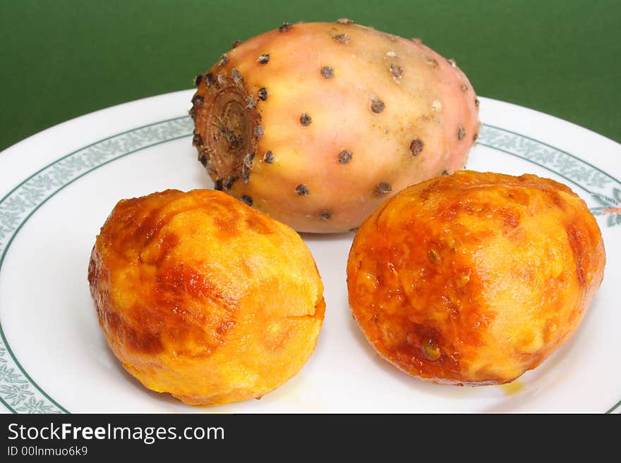 Two fresh cactus fruits ready to eat