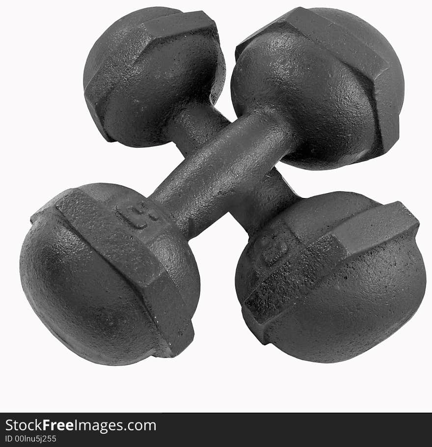 Two iron barbells on white. Two iron barbells on white