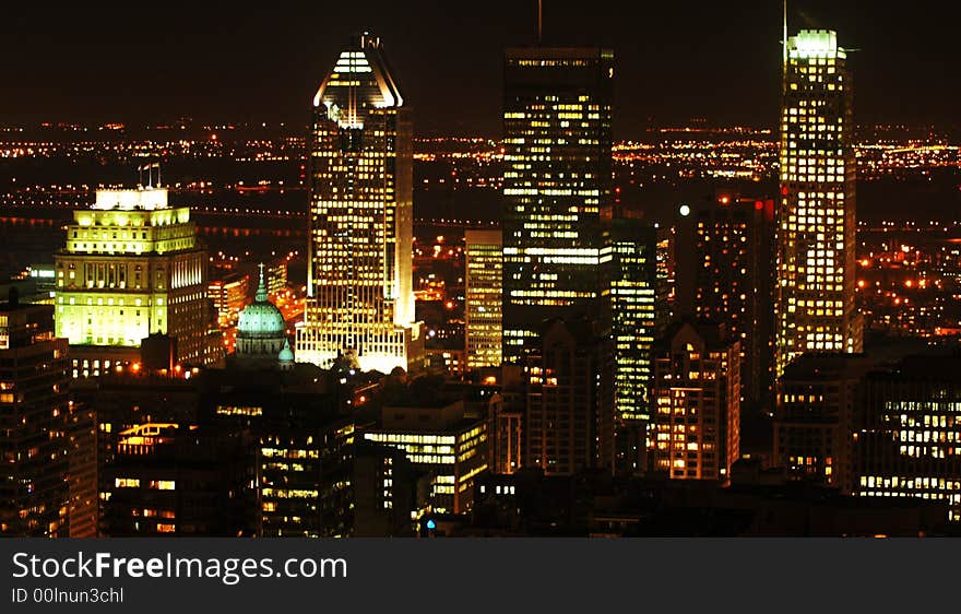 Cityscape of Montreal at night