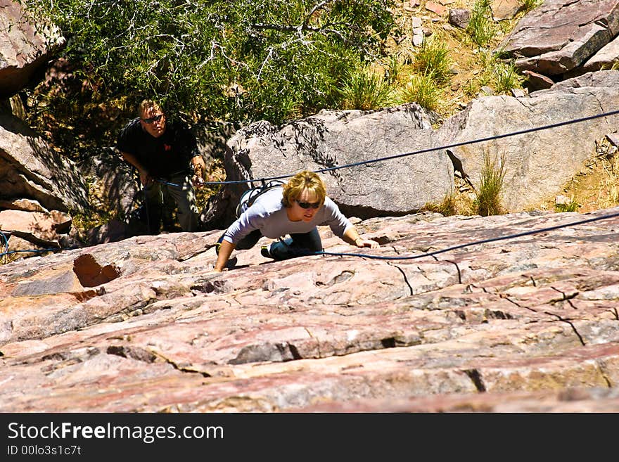 Climber and Belayer