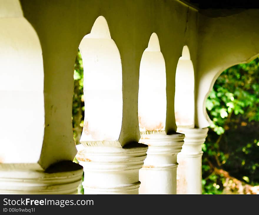 Columns of abandoned mansion once occupied by the French Embassy in Singapore. Columns of abandoned mansion once occupied by the French Embassy in Singapore