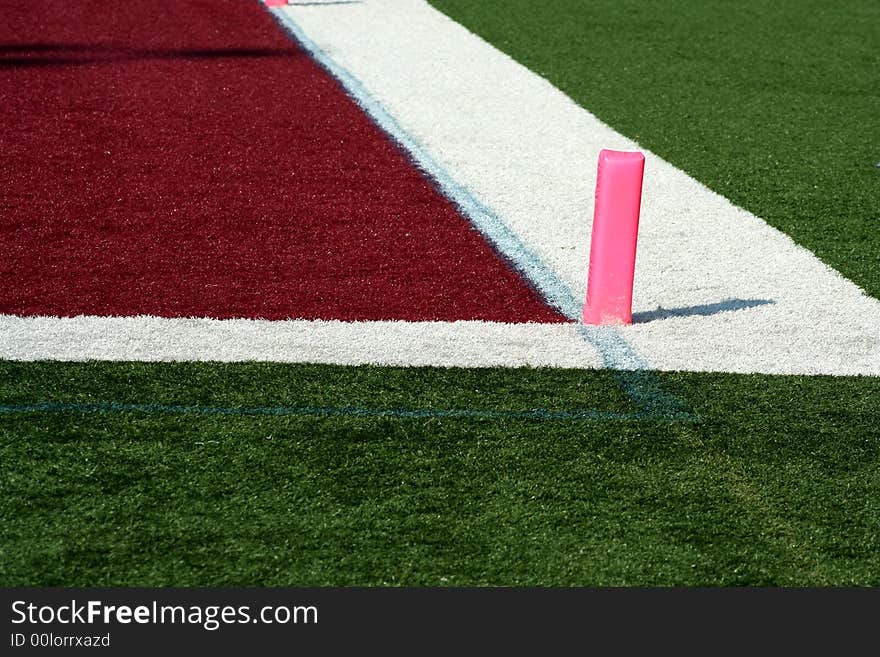 The backline of a Football end zone