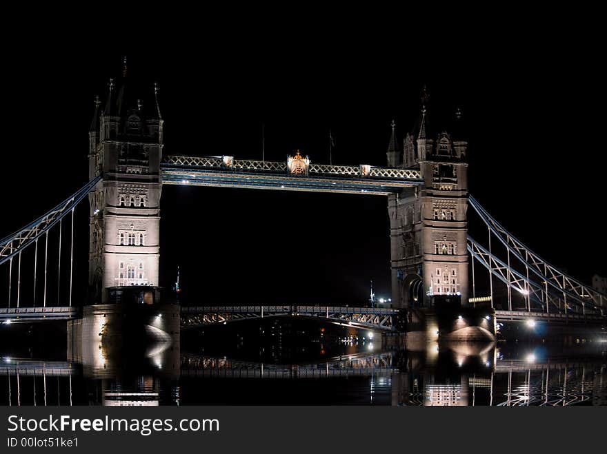 Tower Bridge in London at night