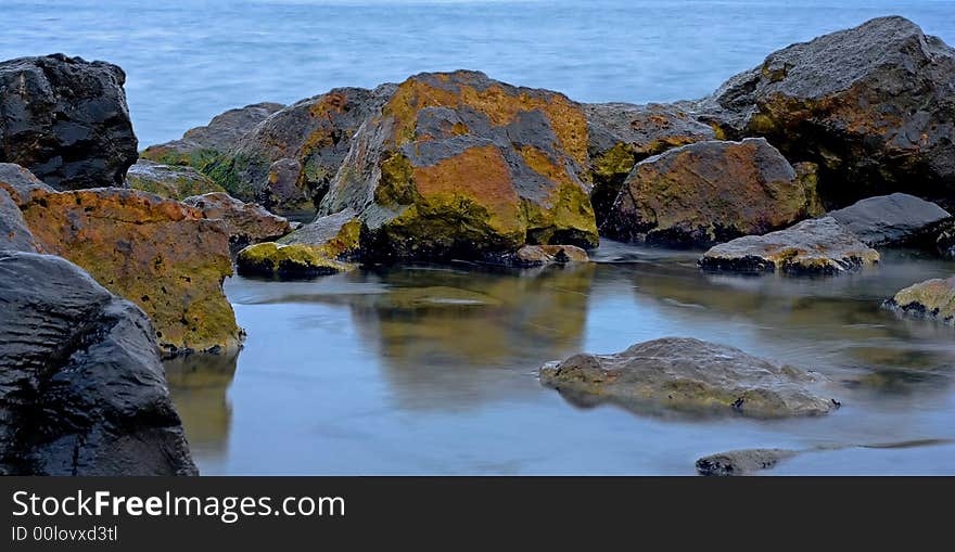 Rocks and blue sea