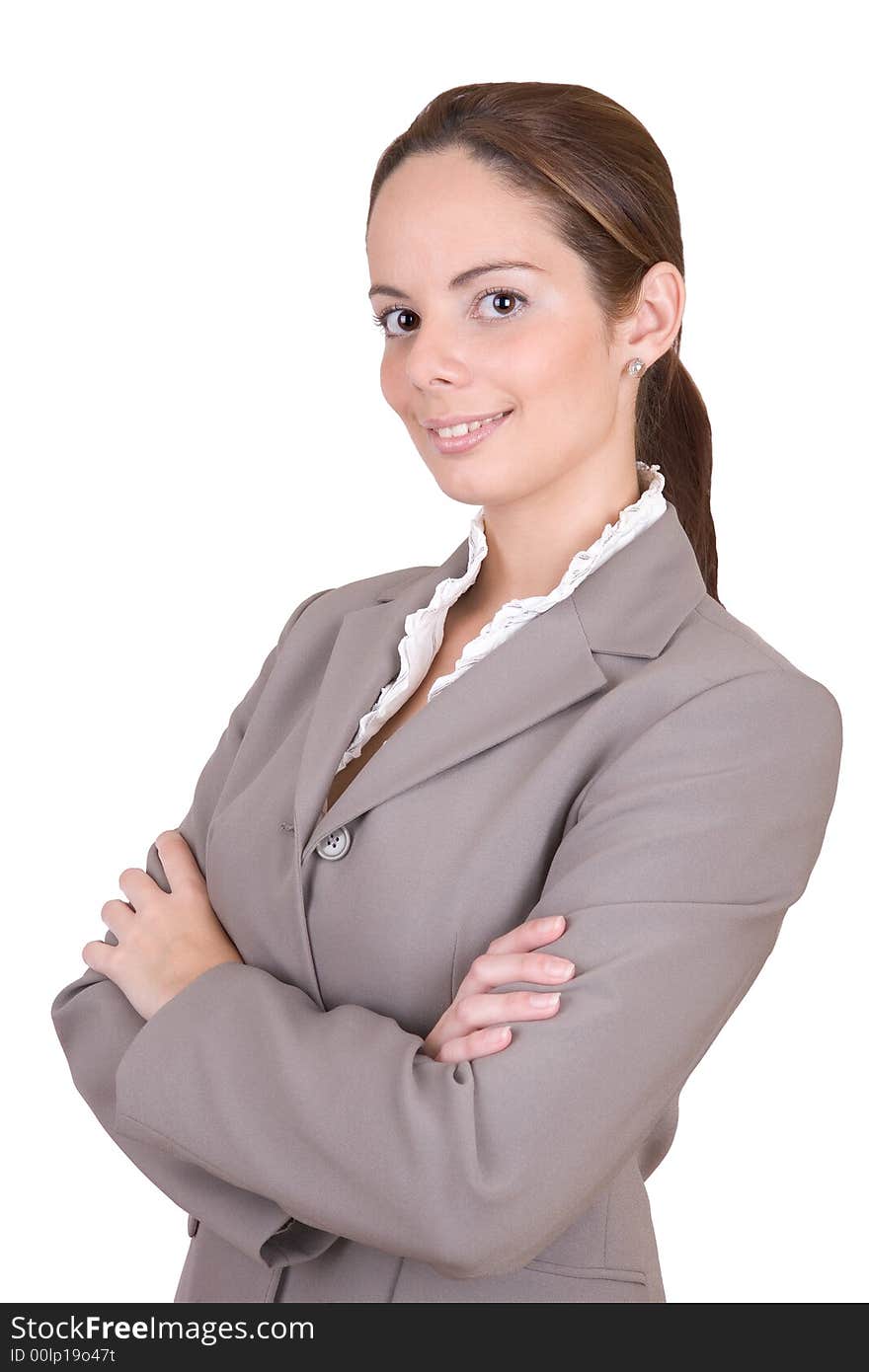 Beautiful confident businesswoman - over a white background. Beautiful confident businesswoman - over a white background