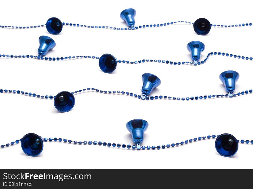 Blue christmas bells on a white background