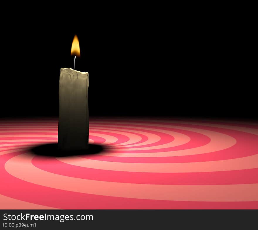 Soft-glowing candle light on retro ground - 3d render