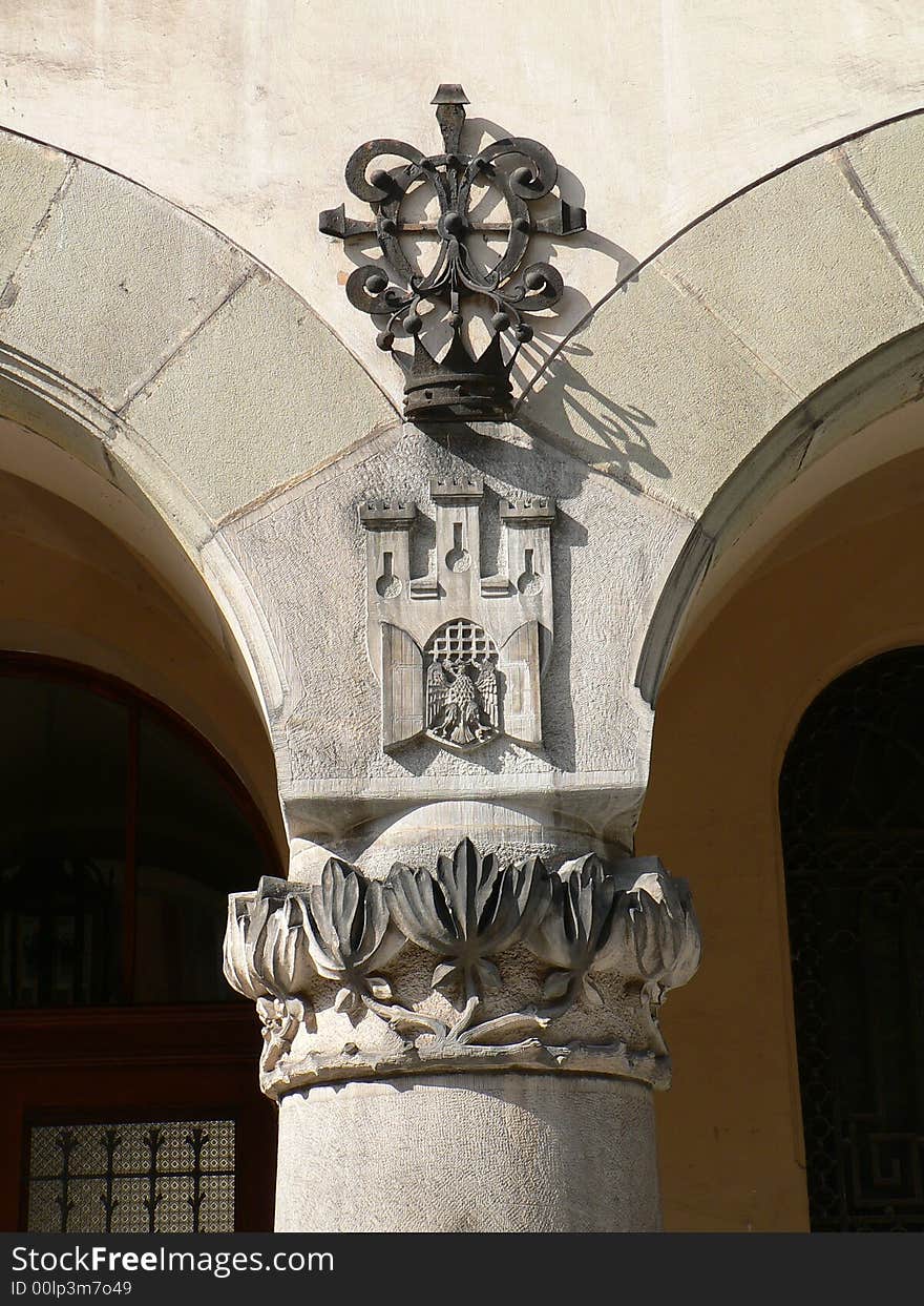 Sukiennice, detail with Krakow's crest