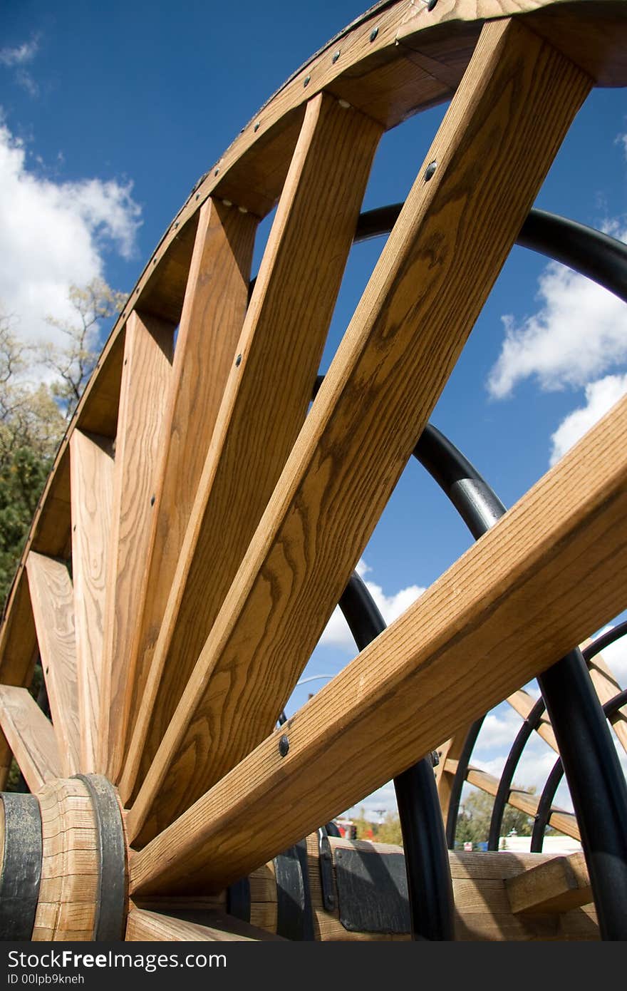 A restored wagon wheel which reminds Flagstaff visitors of how the area was first settled. A restored wagon wheel which reminds Flagstaff visitors of how the area was first settled.