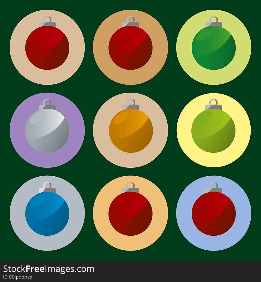 Set of nine christmas balls in different colors (vector). Set of nine christmas balls in different colors (vector)