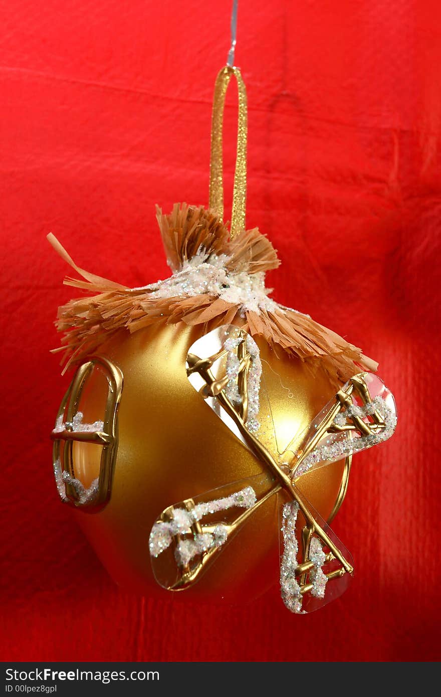 Beautiful christmas decoration as a cottage on a red background.