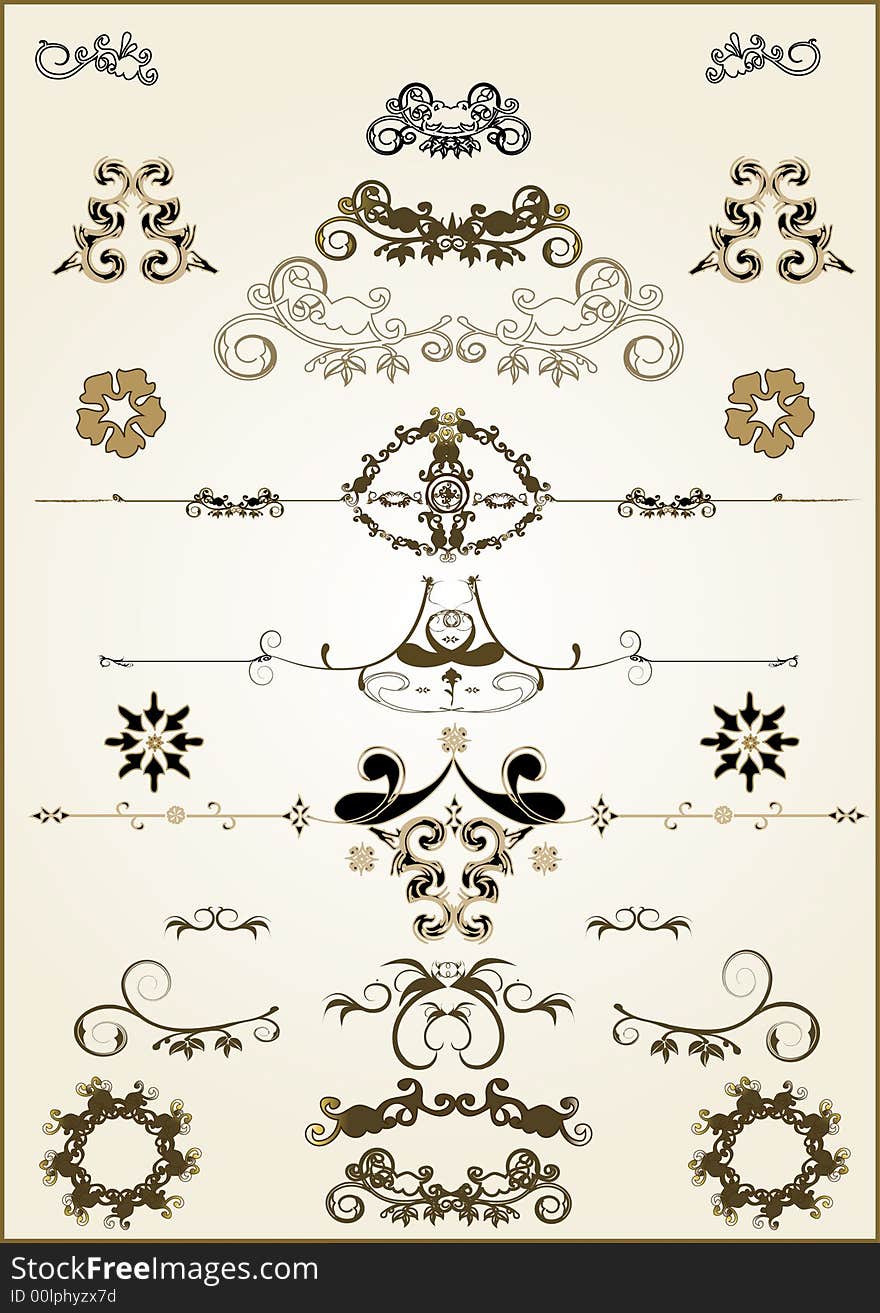 Lots of design floral frame elements