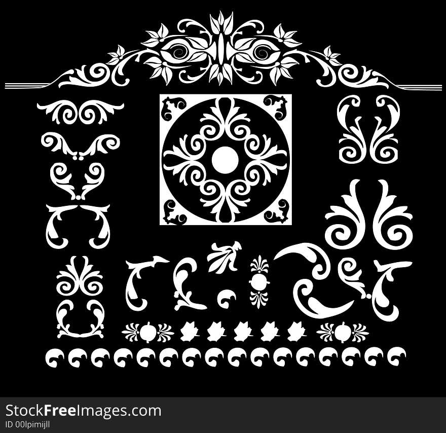 Lots of design floral frame elements