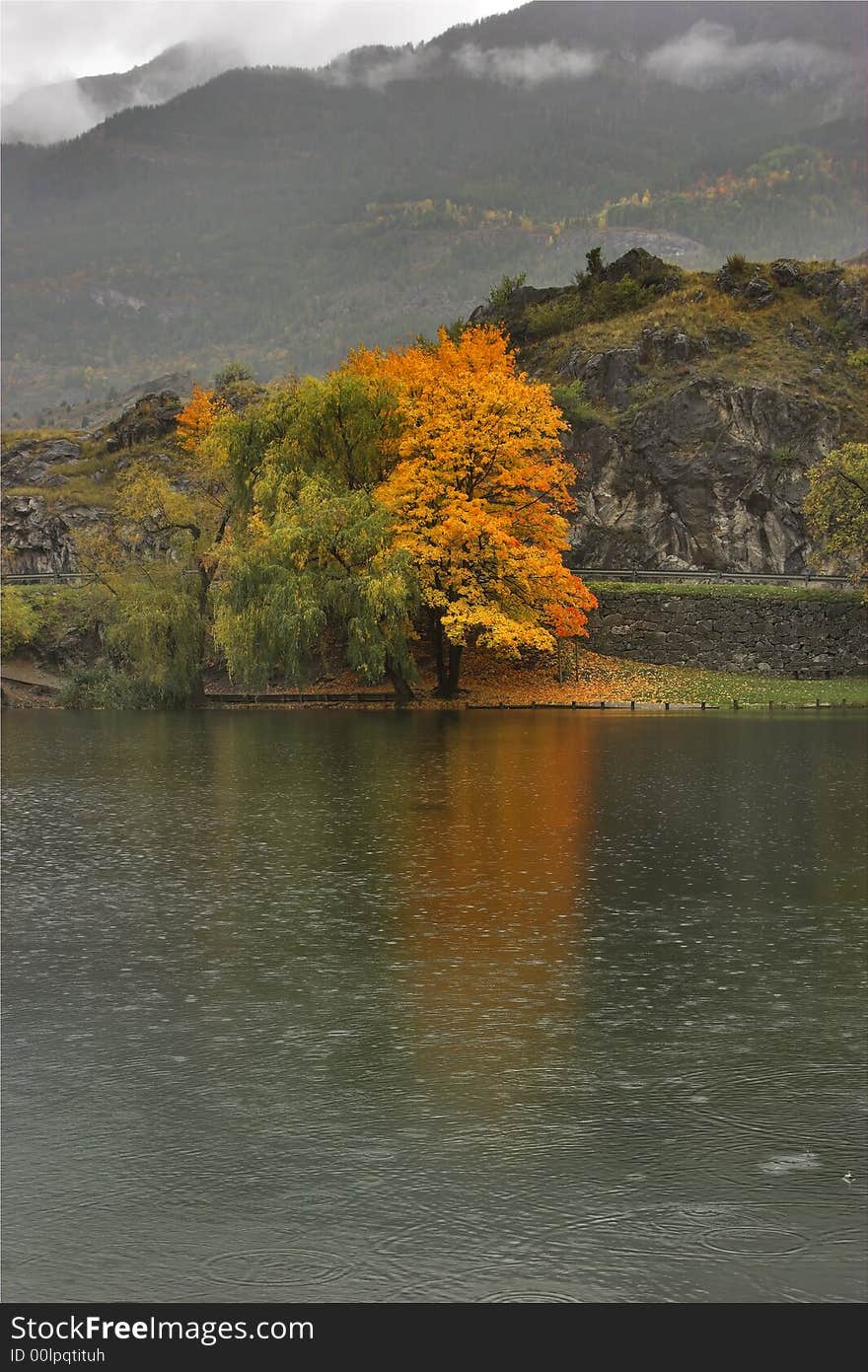 Small lake in city park of the French small town. Small lake in city park of the French small town